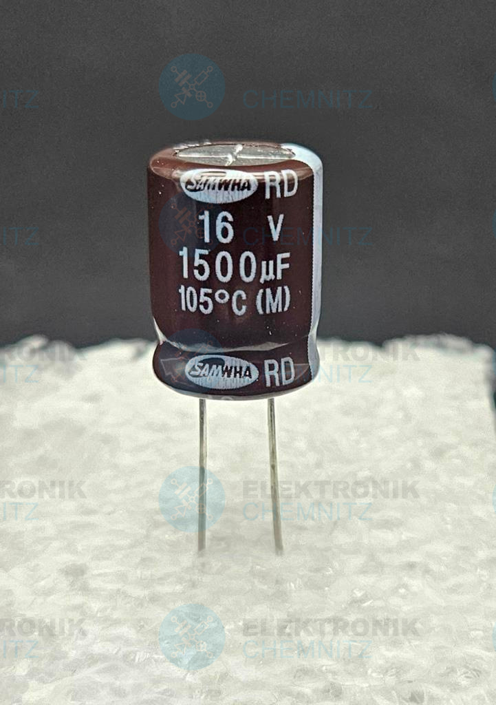 Elektrolytkondensator radial 1500 µF 16 V 105° C RM 5,0 mm DM 13 mm
