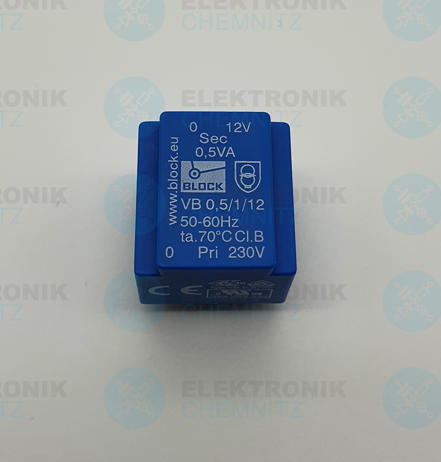 BLOCK Printtrafo VB 0,5/1/12 230 V AC 1 x 12 V 0,5 VA