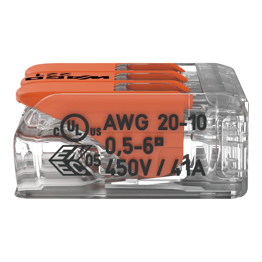 WAGO 221-613 Installationsklemme bis 6 mm² CU 3-fach