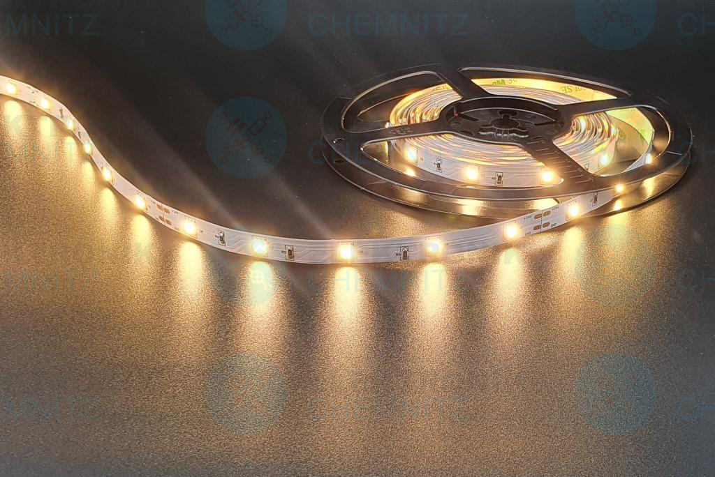LED Streifen 5050-30-3000K DC24V 7W/m IP20 PCB: weiß 10mm