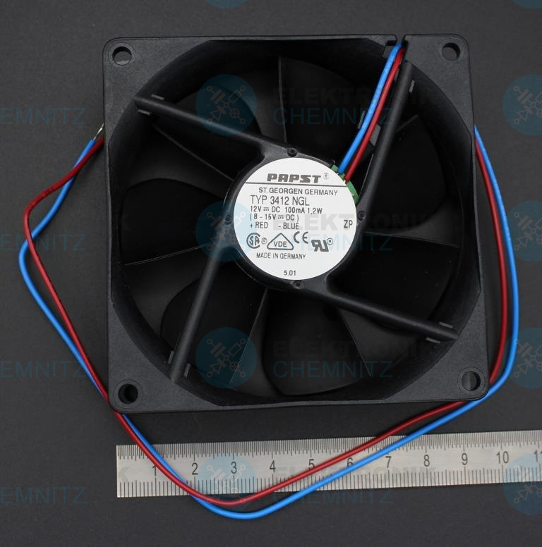PAPST Lüfter TYP 3412 NGL 12 VDC 100 mA 1.2 W 92 x 92 x 25 mm