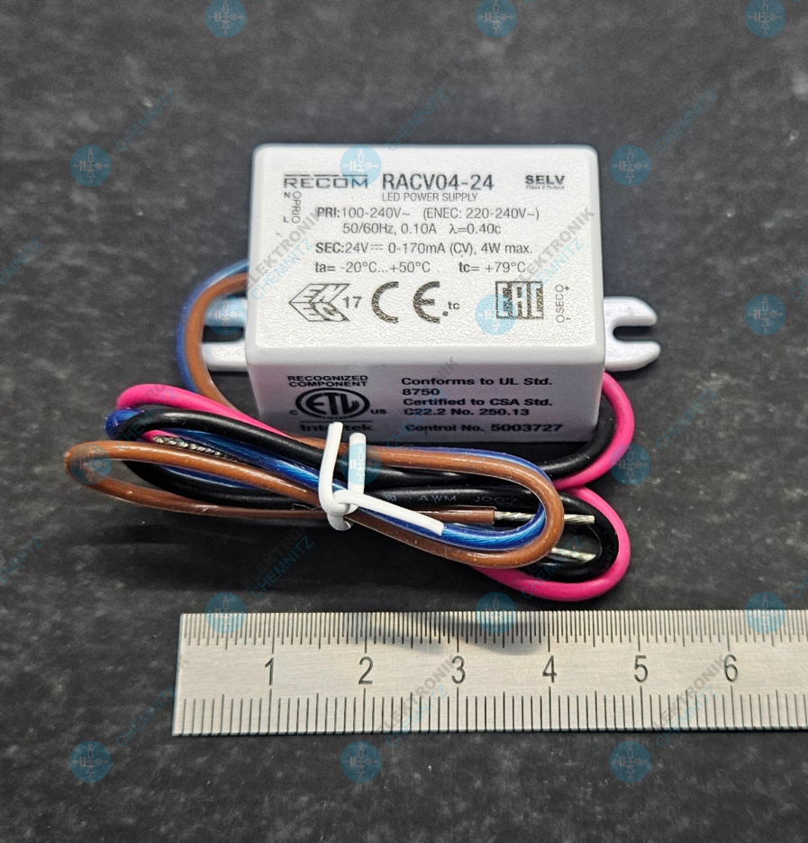 RECOM RACV04-24 LED-Stromversorgung 24 VDC 4 W 170 mA IP65 100-240 VAC offene Kabelenden