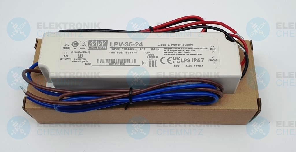 MEAN WELL LPV-35-24 LED-Stromversorgung 24 VDC 35 W 1,5 A offene Kabelenden
