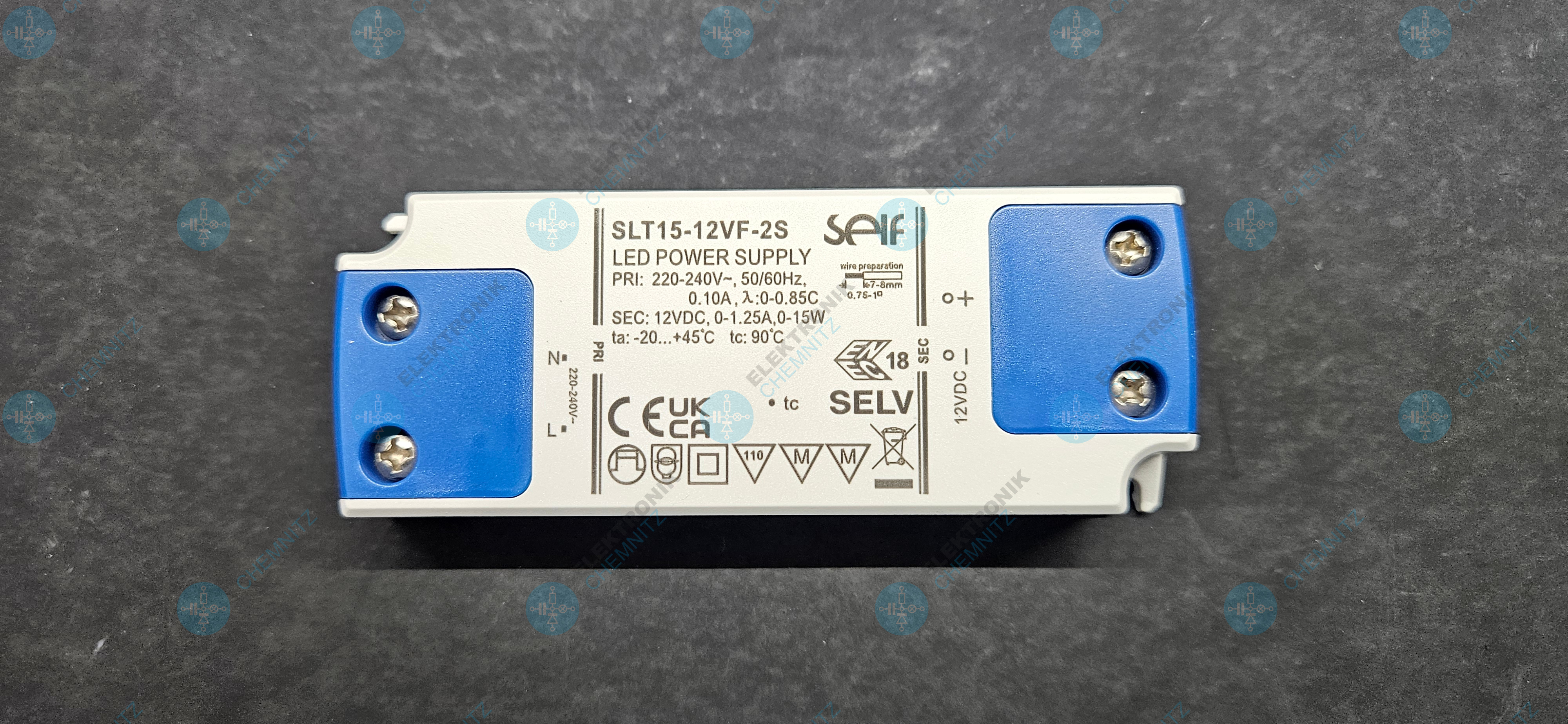 Self SLT15-12VF-2S Schaltnetzteil 12 VDC 15 W 1,25 A 220-240 VAC IP20