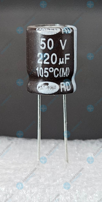 Elektrolytkondensator radial 220 µF 50 V 105° C RM 5 mm Ø 10 mm Höhe 13 mm
