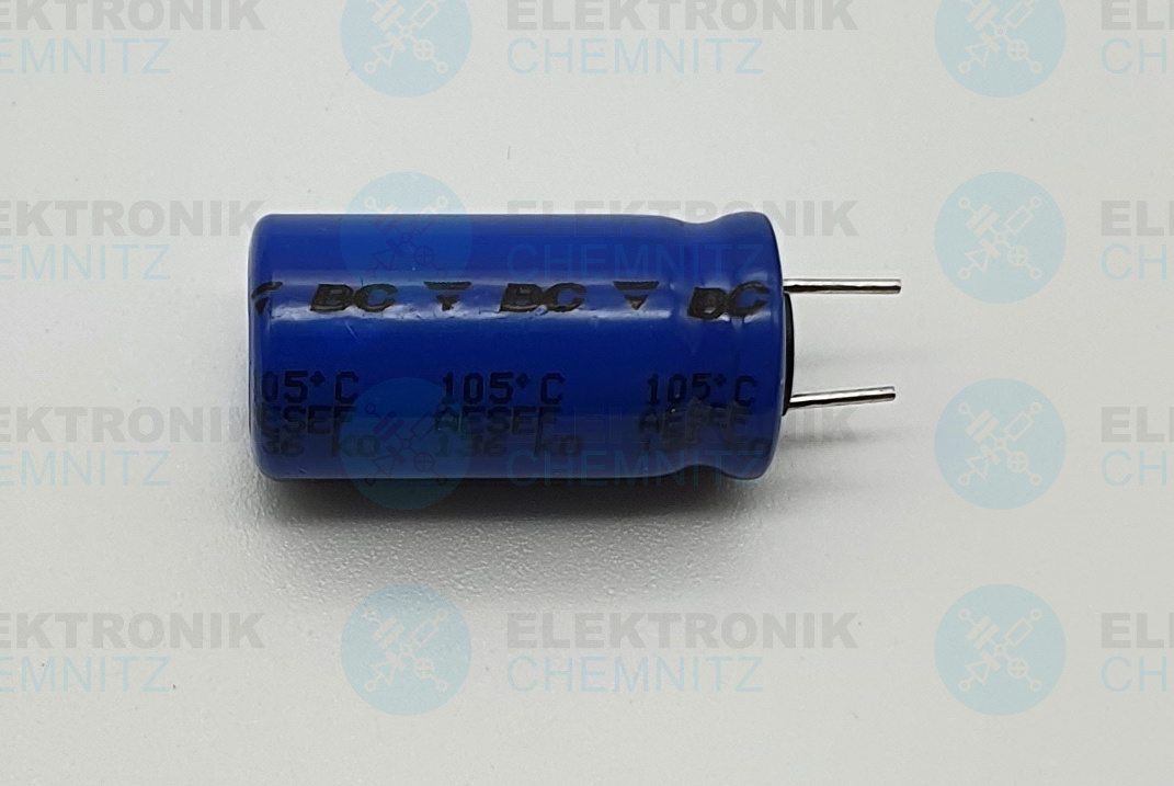 Elektrolytkondensator radial 1000µF 10V 105°C RM 5,0mm normale Bauform DM 10mm blau kurze Beine
