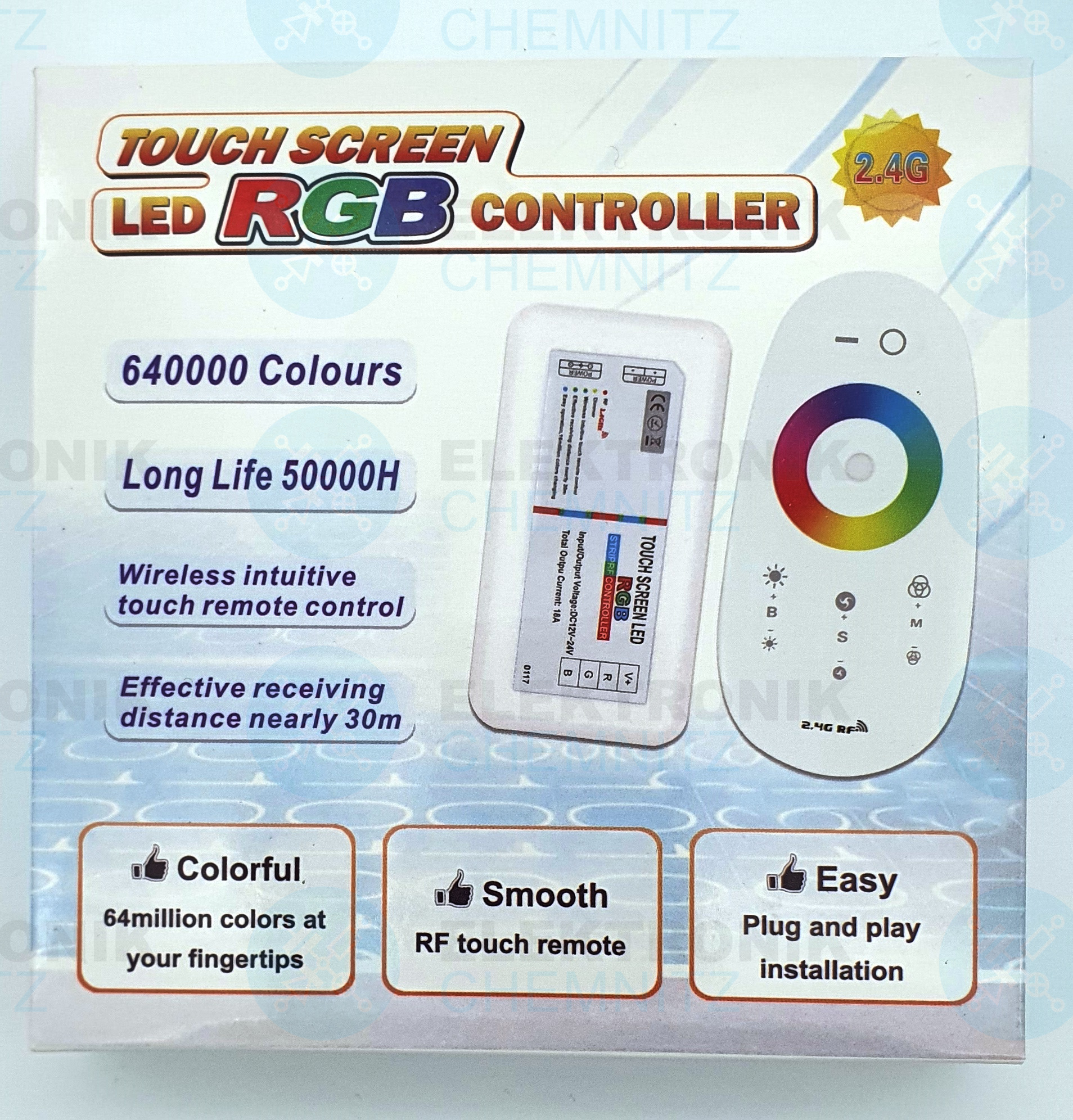 LED Stripe Controller RGB RF touch 2,4GHz 12-24 V DC 3-Kanäle 6 A je Kanal