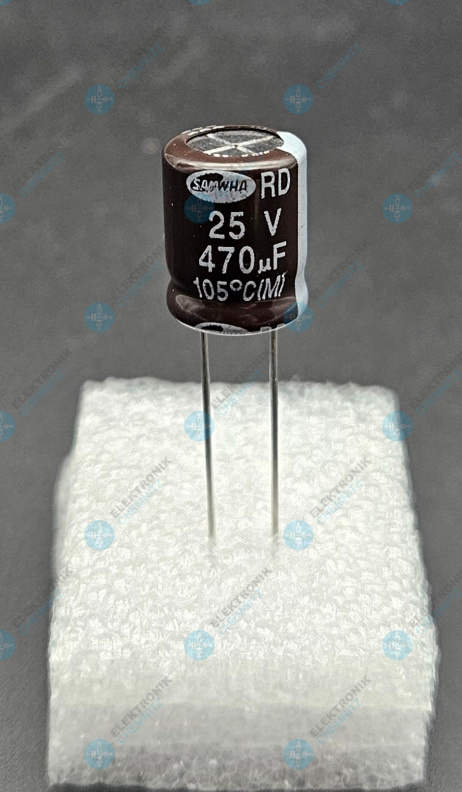 Elektrolytkondensator radial 470µF 25V 105°C RM 5mm Ø 10mm Höhe 13mm
