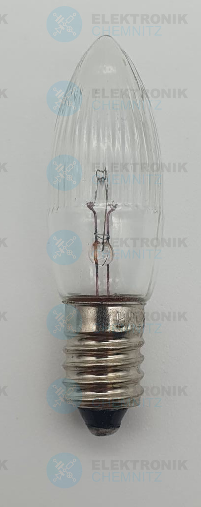 Toplampe Glühlampe Kerzenbirne 17 V 3 W E10 halbgeriffelt / halbklar