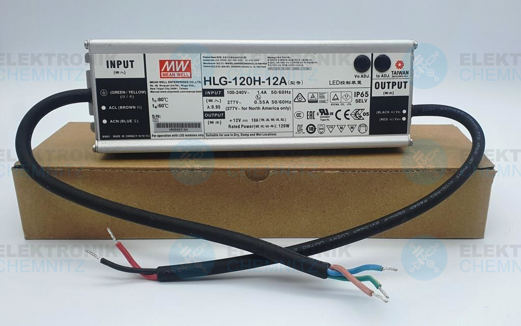 MEAN WELL HLG-120H-12A LED-Stromversorgung 12 VDC 120 W 10,0 A offene Kabelenden