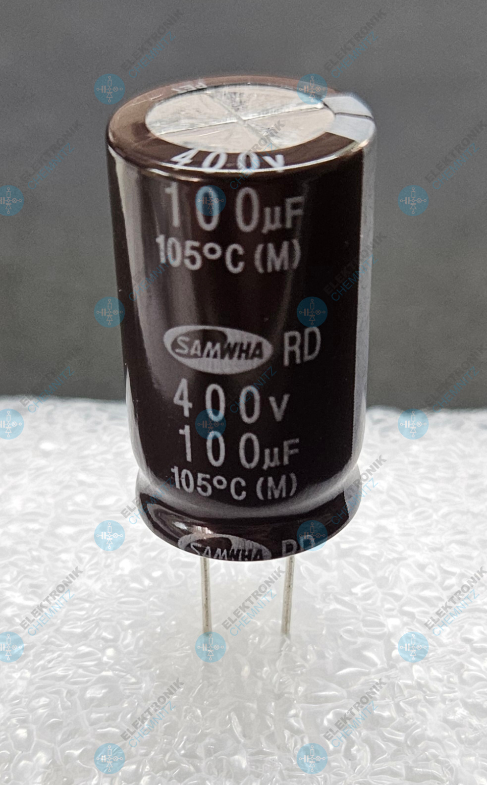 Elektrolytkondensator radial – 100 µF, 400 V, 105 °C, RM 7,5 mm