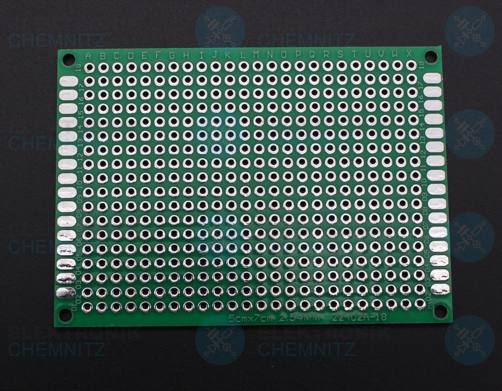 Lochrasterplatine 50 x 70 mm 2,54 mm grün verzinnt
