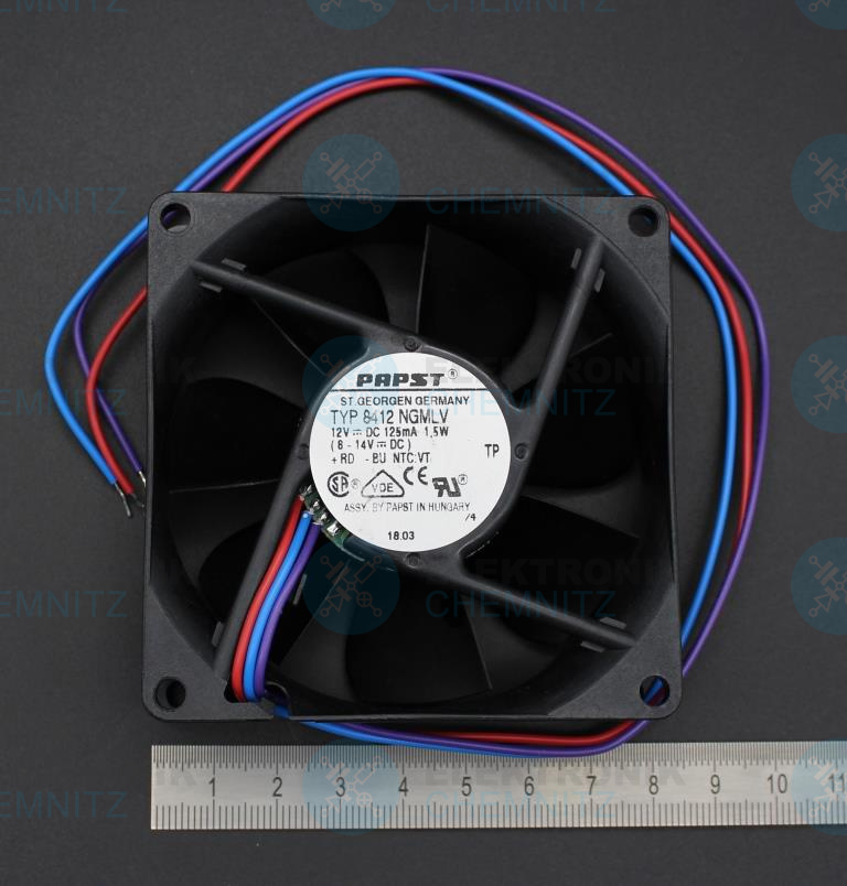 PAPST Lüfter TYP 8412 NGMLV  12 VDC 125 mA 1.5 W 80 x 80 x 25 mm mit NTC Kabel