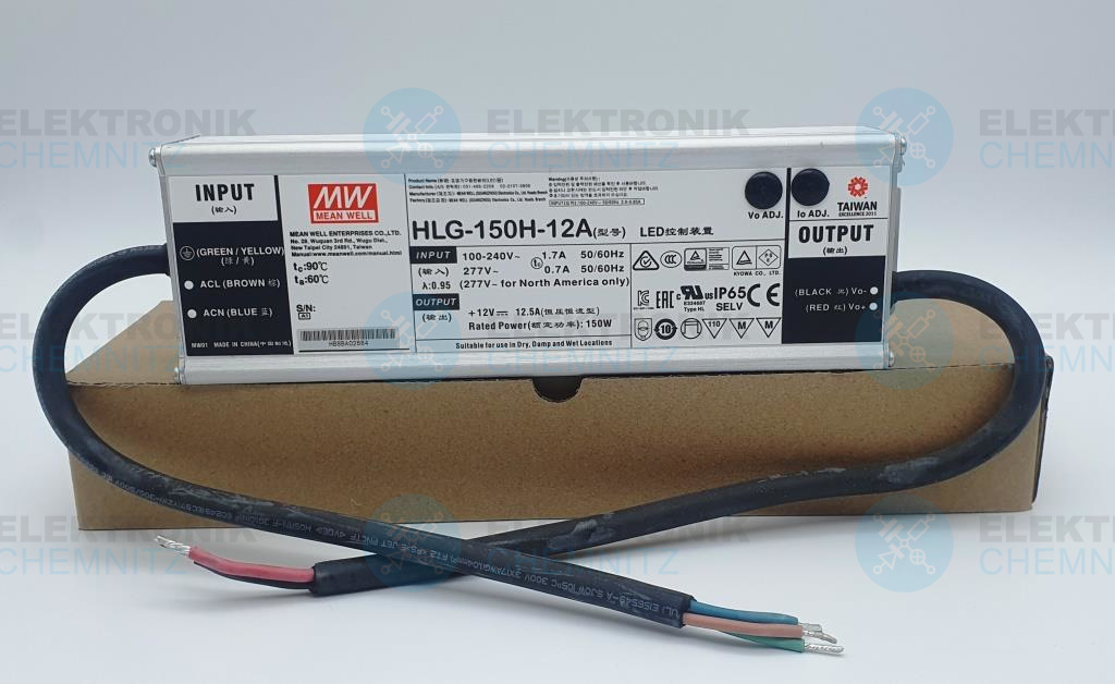 MEAN WELL HLG-150H-12A LED-Stromversorgung 12 VDC 150 W 12,5 A offene Kabelenden