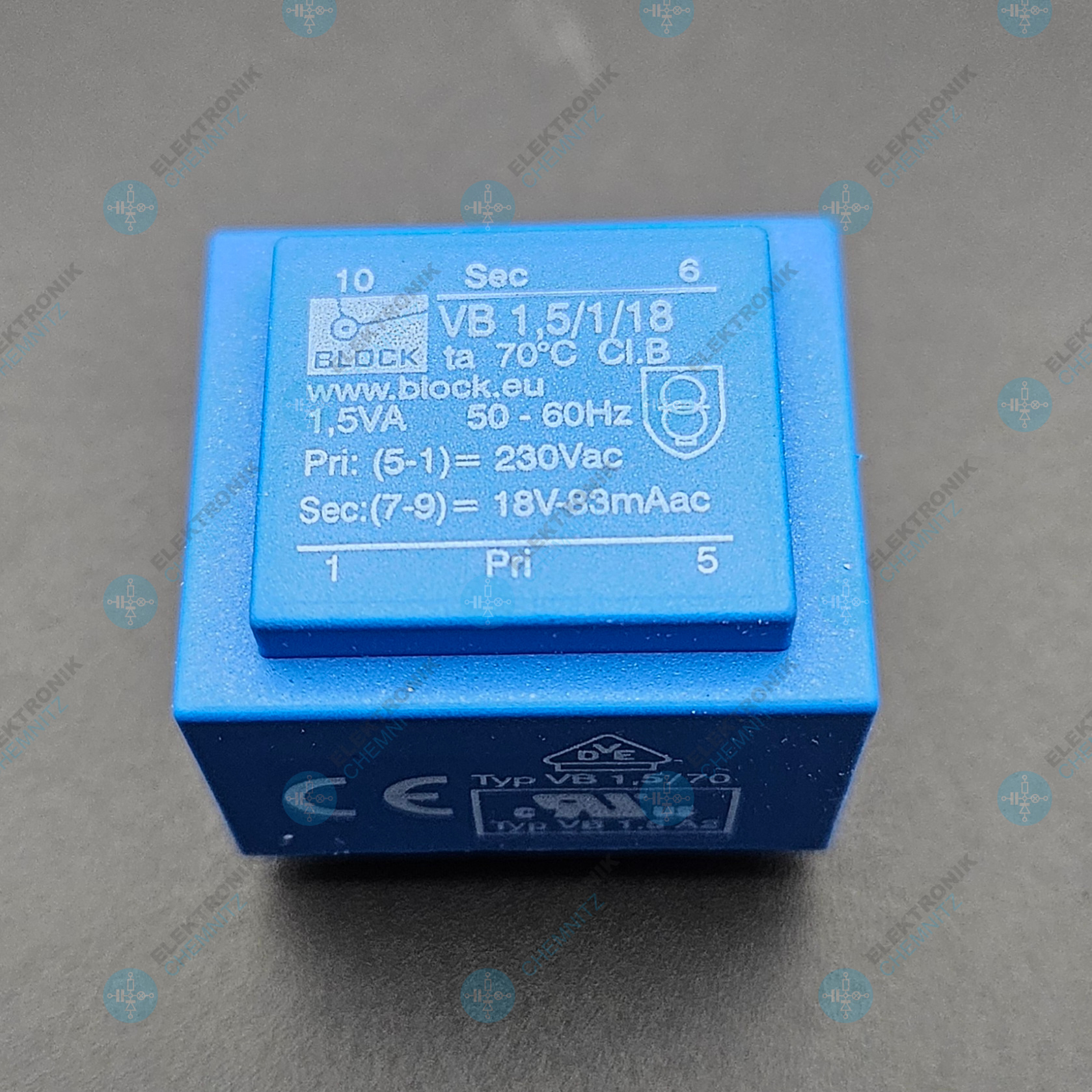 BLOCK Printtrafo VB 1,5/1/18 230 V AC 1 x 18 V AC 83 mA 1,5 VA