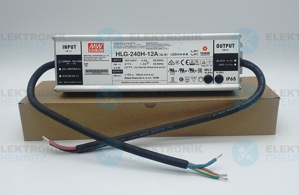 MEAN WELL HLG-240H-12A LED-Stromversorgung 12 VDC 240 W 16,0 A offene Kabelenden