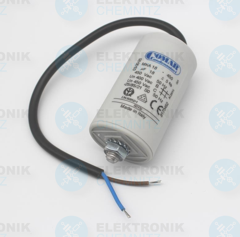 COMAR MKA 18 Betriebskondensator 18 µF +- 5 % mit Kabel 25 cm