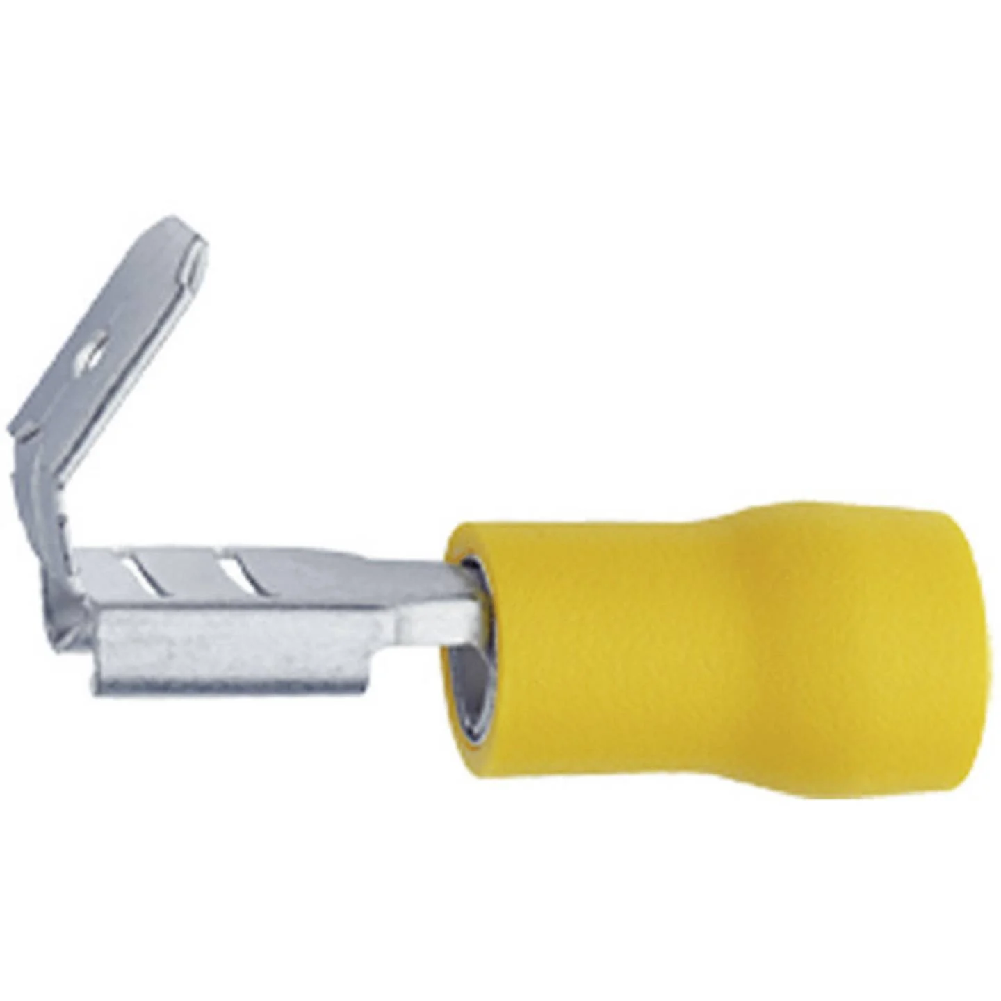 Flachsteckhülse mit Abgang Flachstecker 6,3 x 0,8 gelb 4-6 mm²