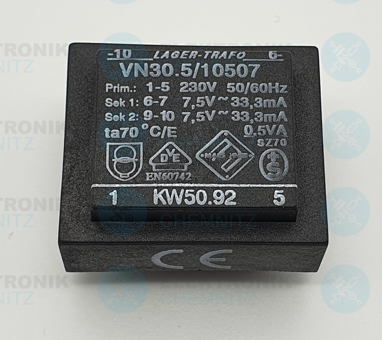 Marschner Printtrafo VN30.5/10507 230 V AC 2 x 7,5 V AC 33,3 mA