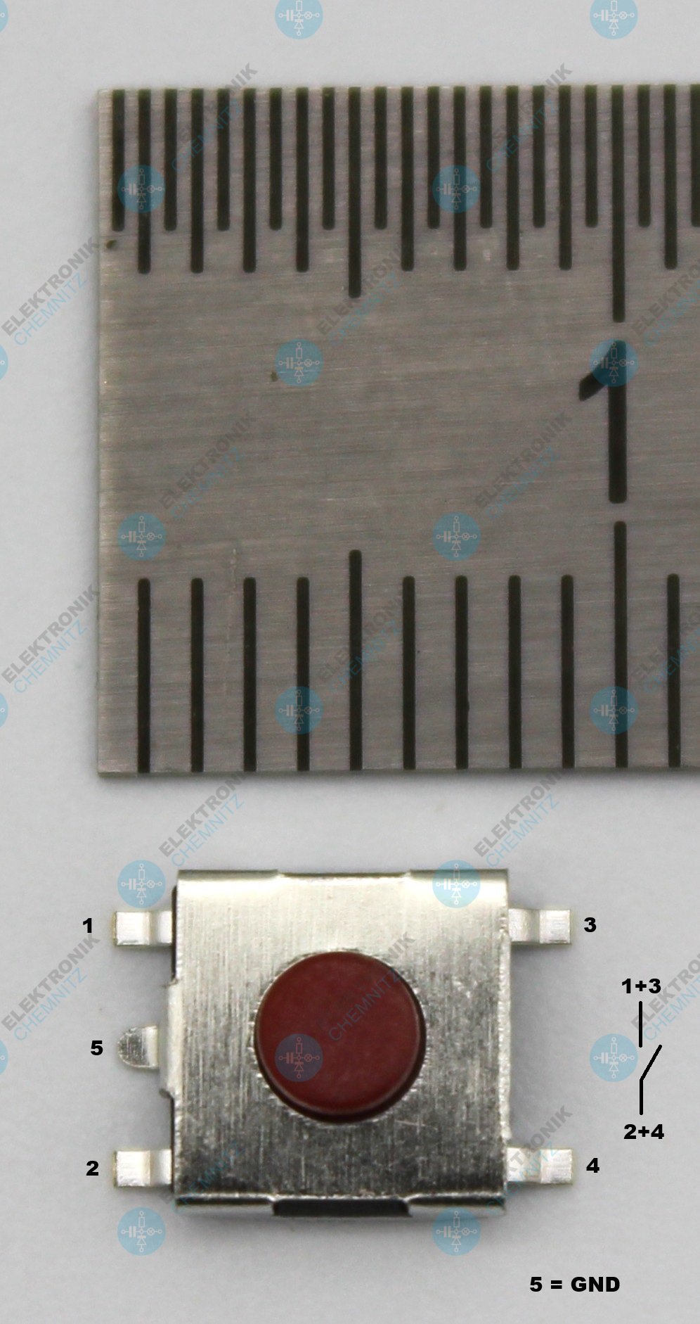 Mikrotaster SMD B 6,4 mm x L 6,4 mm x H 3,0 mm 1 x Schließer Kurzhubtaster 5 Lötpads