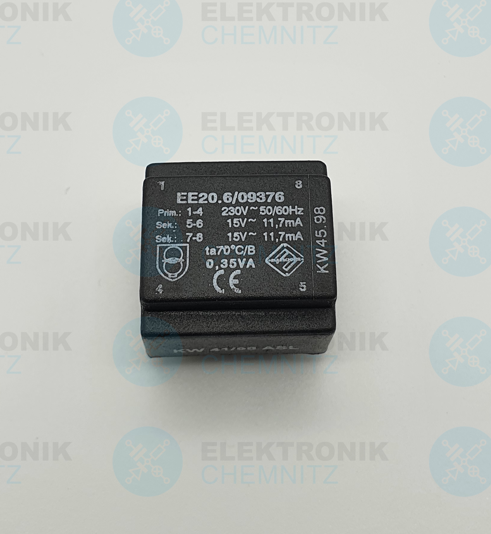 Marschner Printtrafo EE20.6/09376 230 V AC 2 x 15 V AC 11,7 mA 0,35 VA