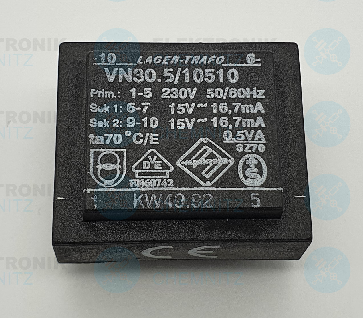 Marschner Printtrafo VN30.5/10510 230 V AC 2 x 15 V AC 16,7 mA