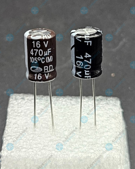 Elektrolytkondensator radial 470µF 16V 105°C RM 3,5mm Ø 8mm Höhe 13mm