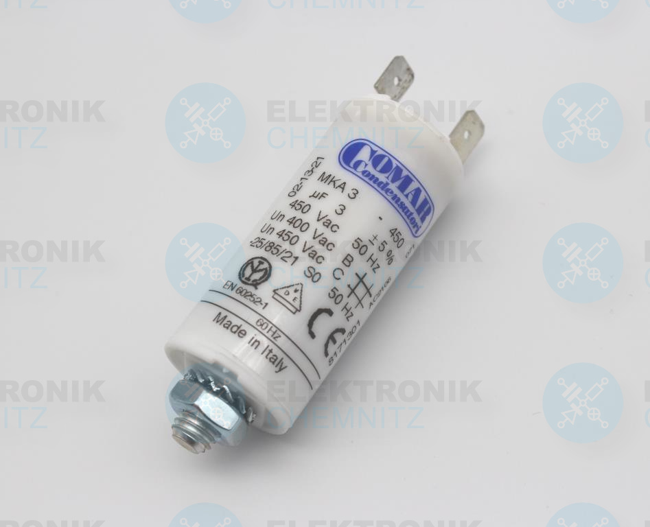 COMAR MKA 3 Betriebskondensator 3 µF +- 5 % mit 2 x Flachstecker 6,3 mm