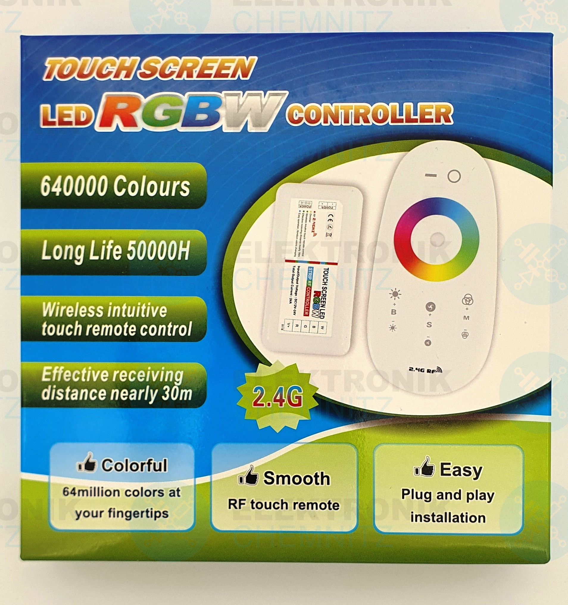 LED Stripe Controller RGBW RF touch 2,4GHz 12-24 V DC 4-Kanäle je 6A
