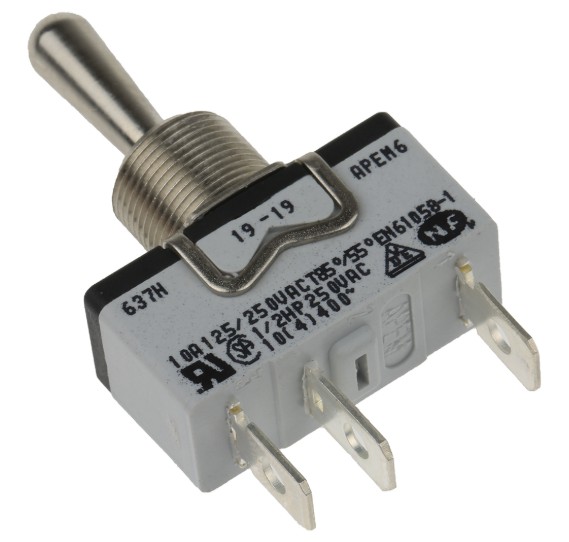 APEM 637H/2 Kippschalter 250 VAC 10 A 1 x (Ein)/Aus/(Ein) tastend/0/tastend