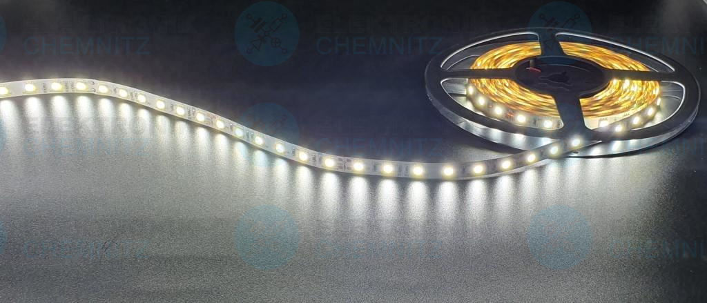LED Streifen 5050-60-6000K DC24V 12W/m IP20 PCB: weiß 10mm