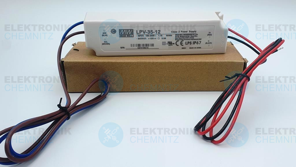 MEAN WELL LPV-35-12 LED-Stromversorgung 12 VDC 35 W 3,0 A offene Kabelenden
