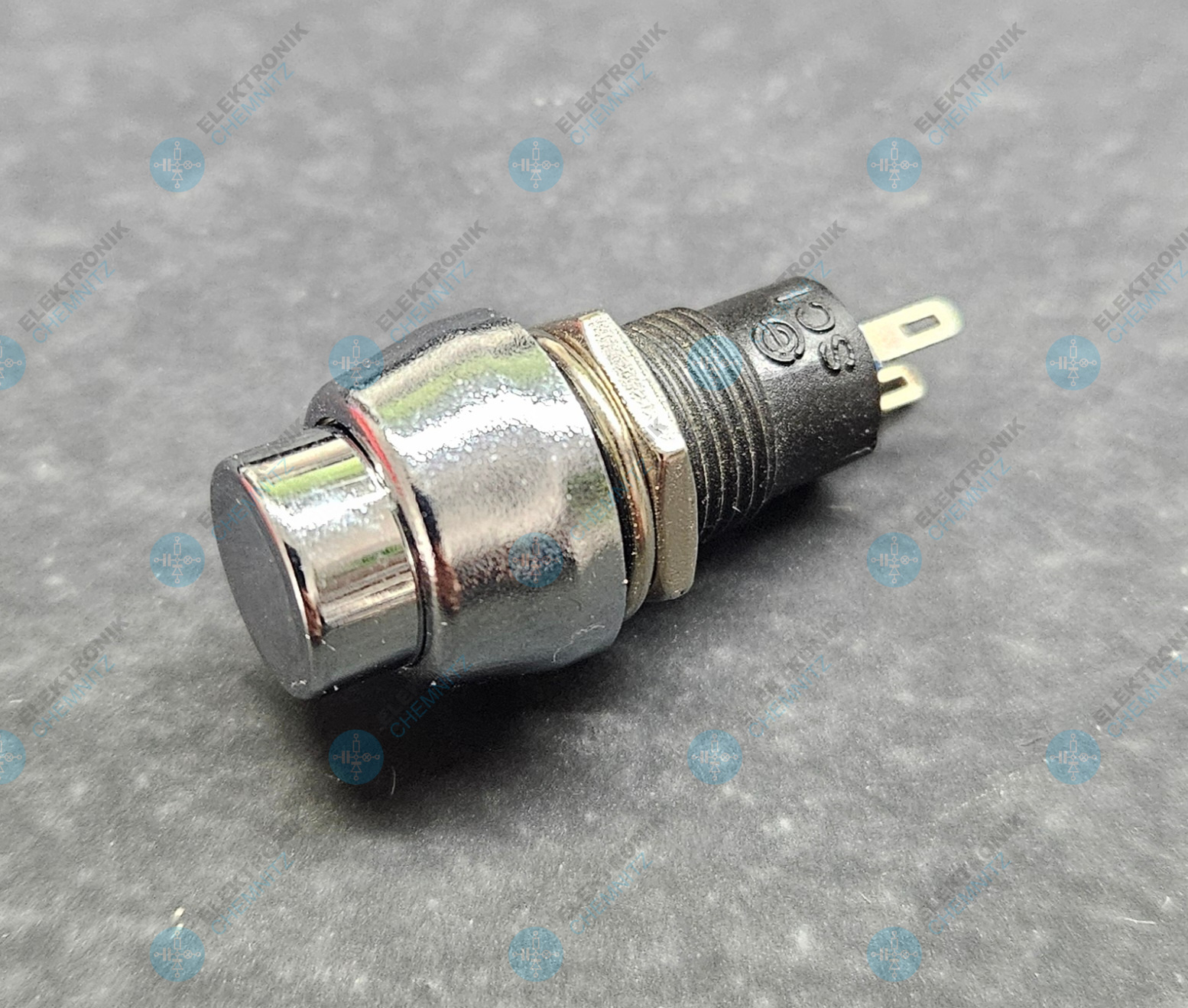 SCI Parts Druckschalter rund Chrome 10 mm Bohrloch 250 VAC 1 A rastend Lötanschlüsse