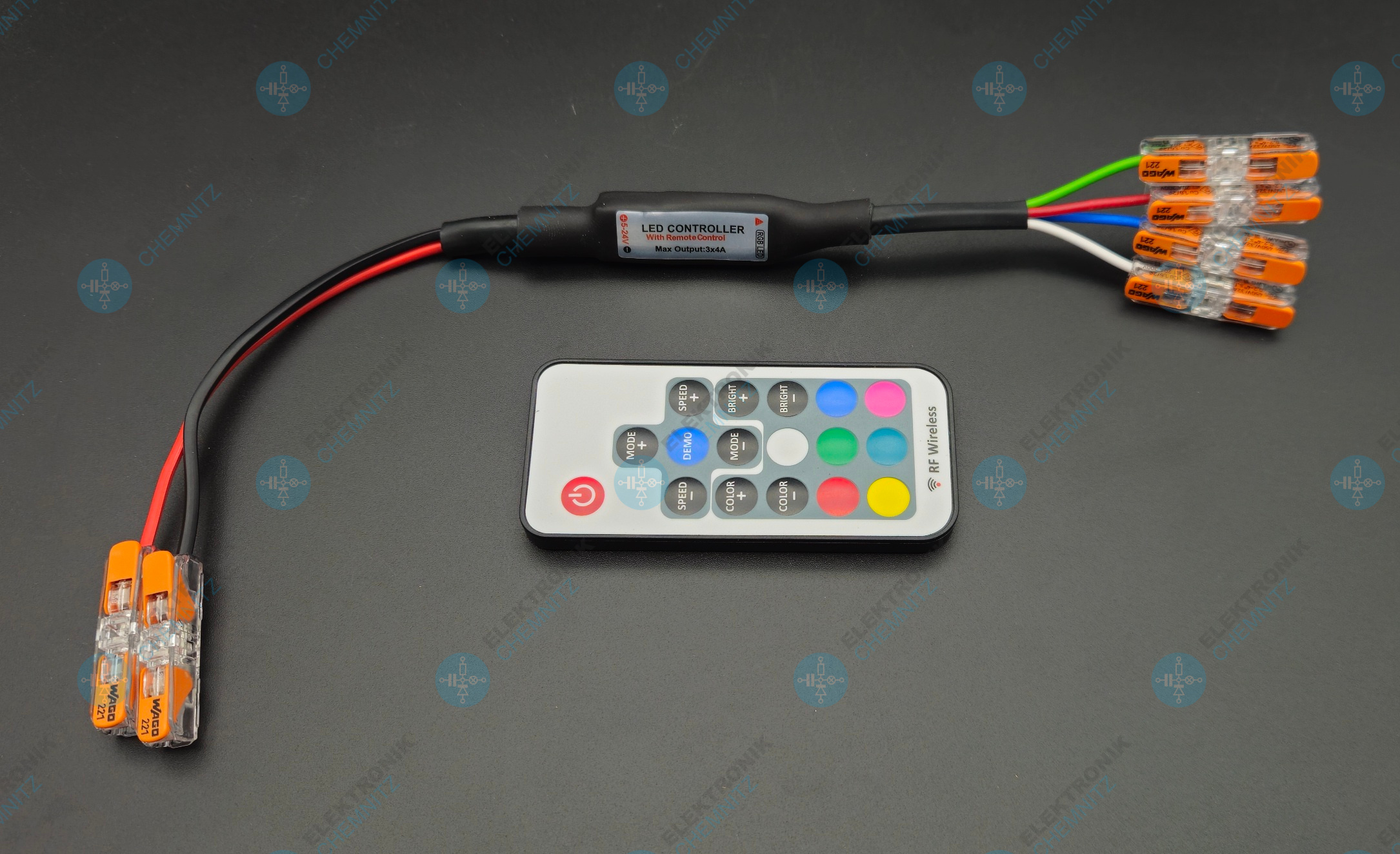 LED Stripe Funk Mini-Controller 3 Kanäle RGB RF 433,92 MHz Eingang 5 - 24 VDC Ausgang 2 A pro Kanal