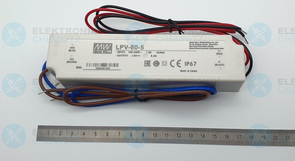 MEAN WELL LPV-60-5 LED-Stromversorgung 5 VDC 40 W 8,0 A  offene Kabelenden
