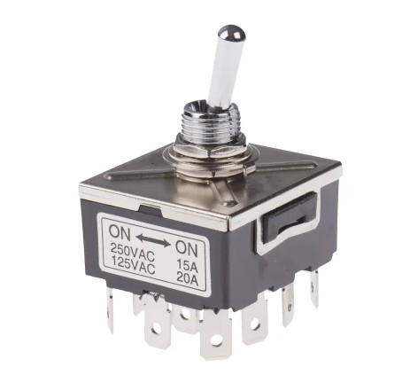 RS PRO Kippschalter 4 PDT Ein-(Ein) 250 VAC 15 A, Flachstecker