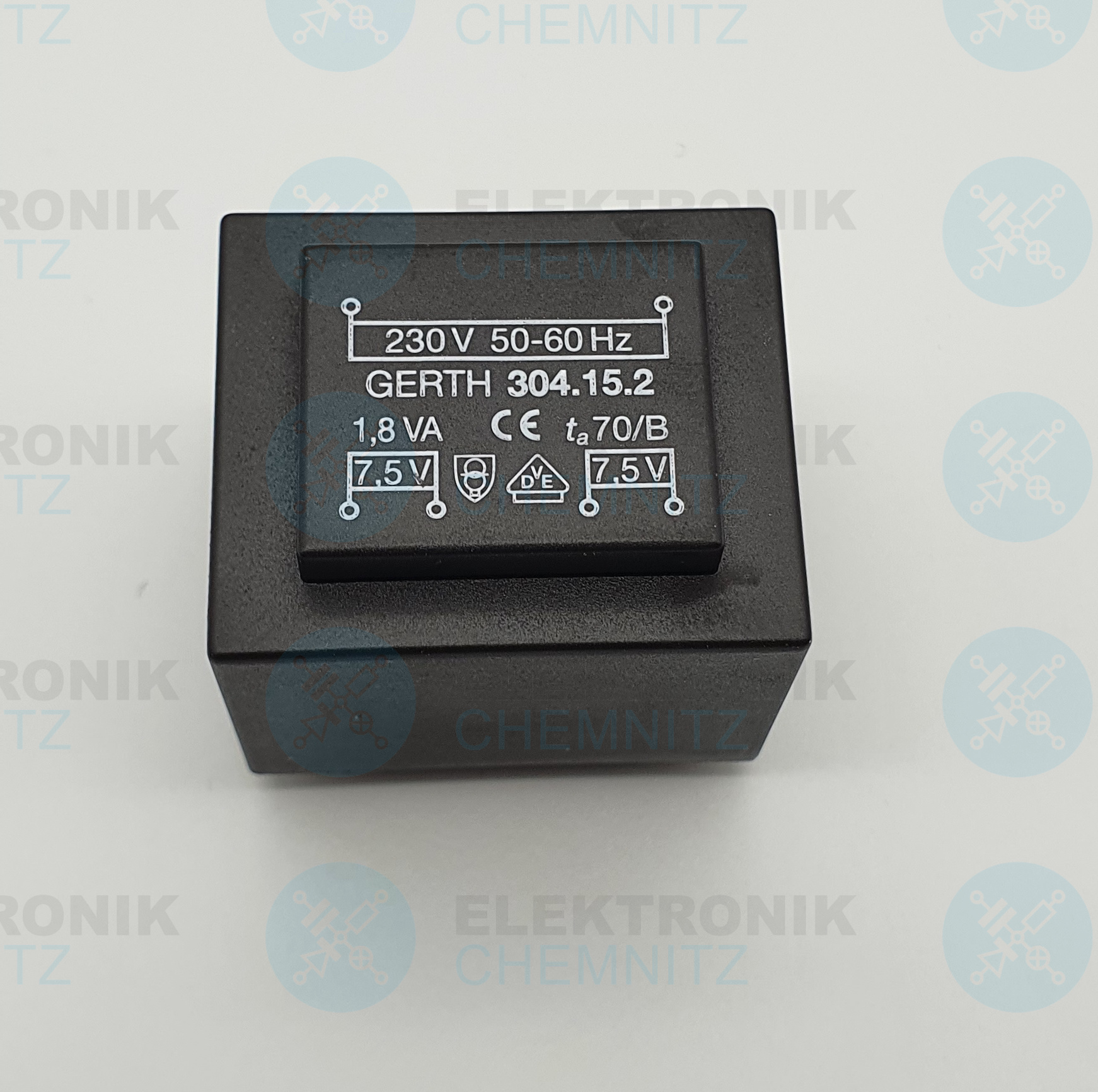 GERTH Printtrafo 304.15.2 230 V AC 2 x 7,5 V AC 1,8 VA
