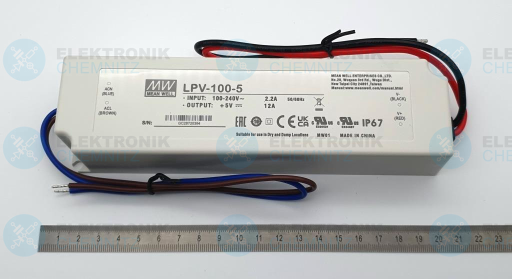 MEAN WELL LPV-100-5 LED-Stromversorgung 5 VDC 60 W 12,0 A offene Kabelenden