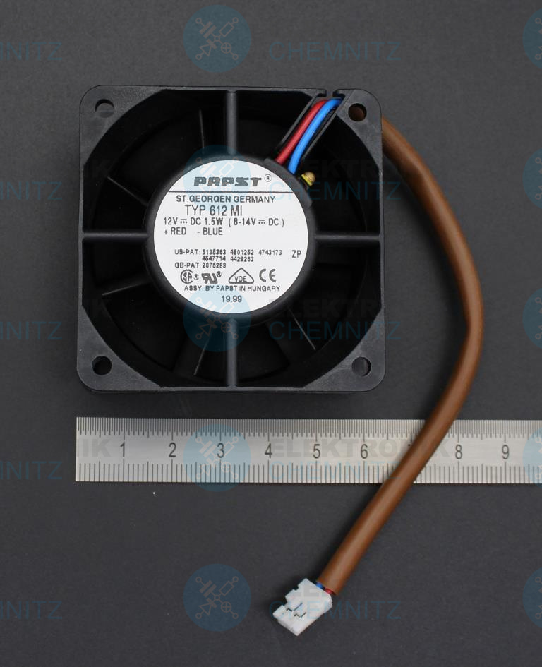 PAPST Lüfter TYP 612 MI 12 VDC 1,5 W mit JST Stecker 60 x 60 x 25 mm