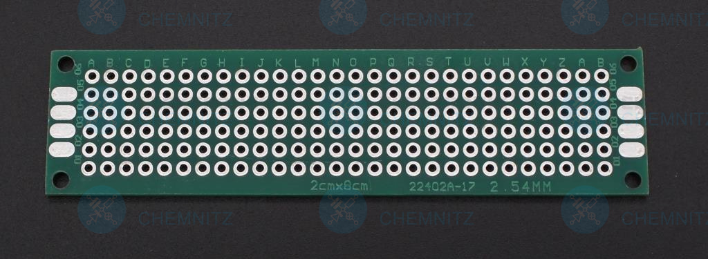 Lochrasterplatine 20 x 80 mm 2,54 mm grün verzinnt