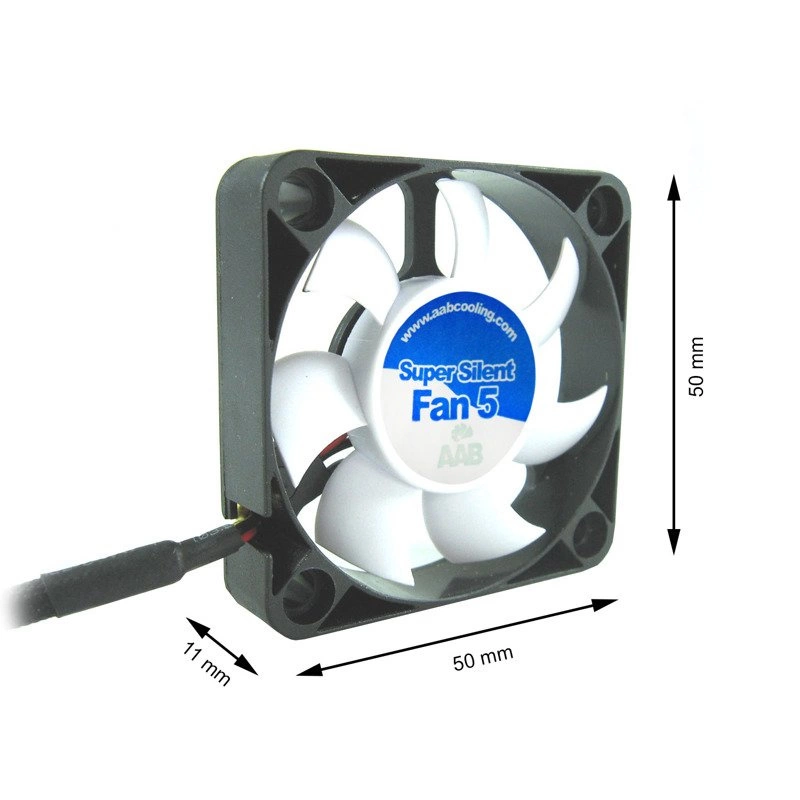 AAB Cooling Super Silent Fan 5 50 x 50 x 11 mm 12 VDC 50 mA 17,5 dB(A) 14,45 m³/h 3500 RPM