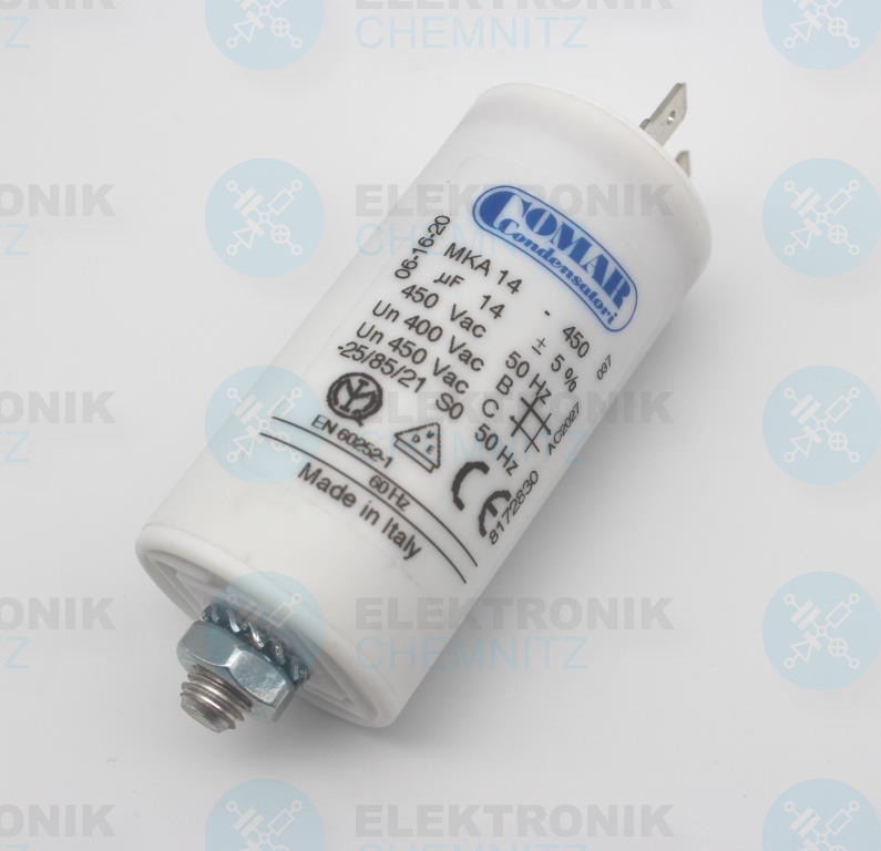 Betriebskondensator 14µF +-5% mit Flachstecker