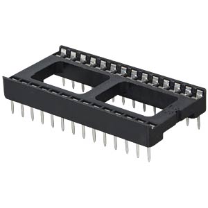 IC-Sockel, 28-polig, doppelter Federkontakt Rastermaß 2,54 mm