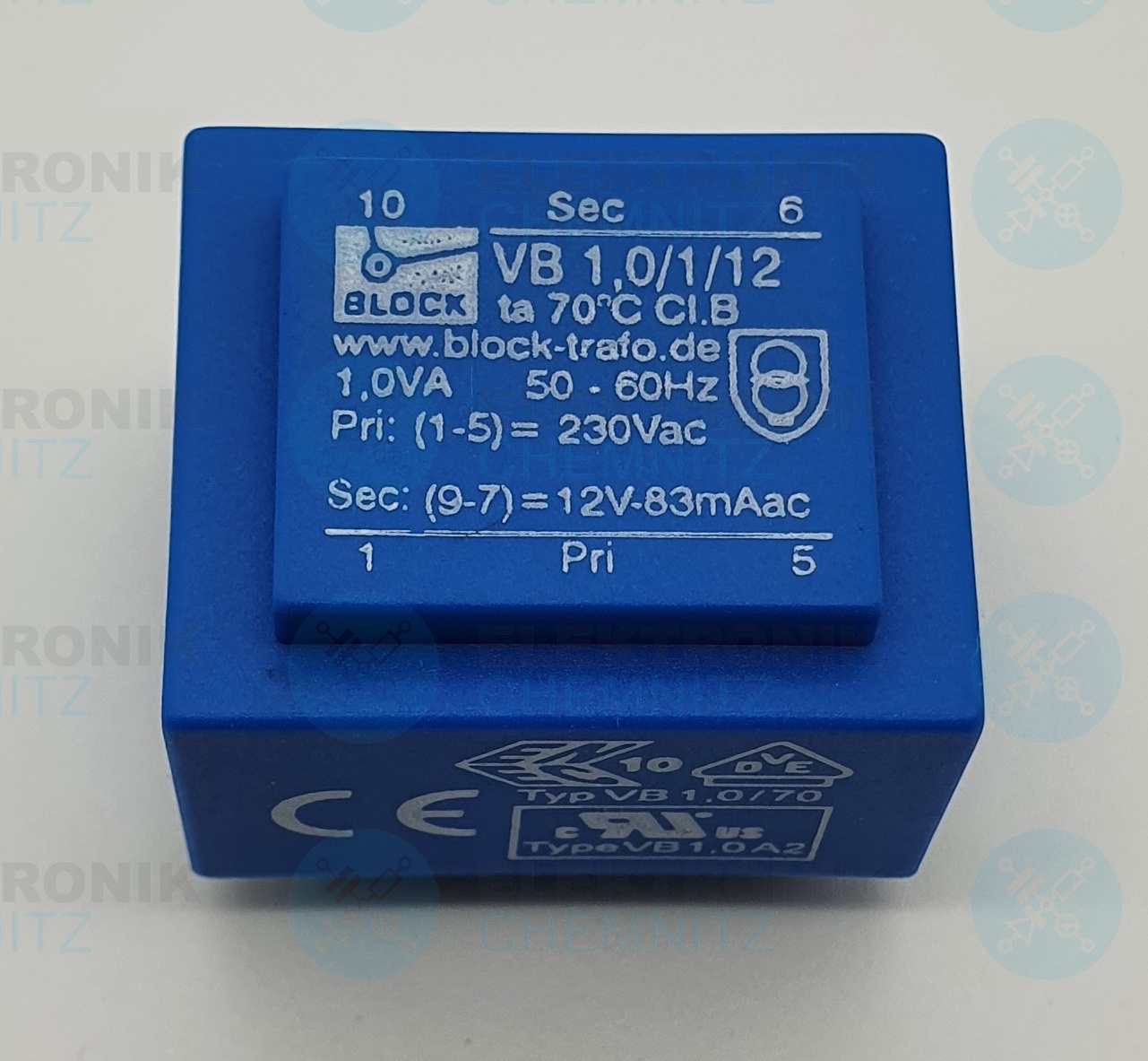 BLOCK Printtrafo VB 1,0/1/12 230 V AC 1 x 12 V AC 1 VA
