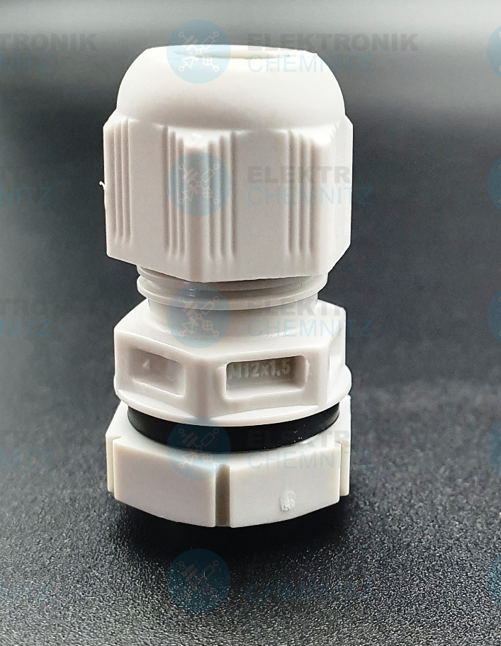 WISKA ESKV 12 LG Verschraubung M12 mit Gegenmutter und Dichtung  IP68 aus PA Kabel 3 - 7 mm