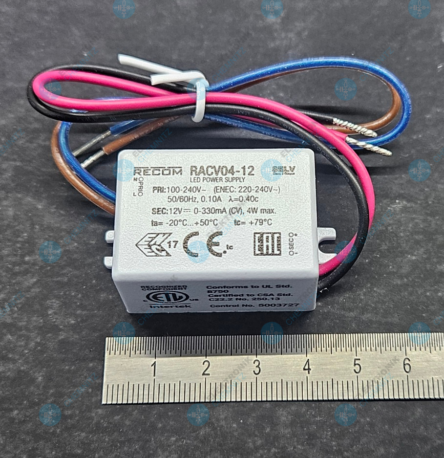 RECOM RACV04-12 LED-Stromversorgung 12 VDC 4 W 330 mA IP65 100-240 VAC offene Kabelenden