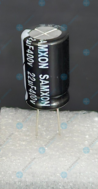 Elektrolytkondensator radial 22 µF 400 V 105° C RM 5 mm Ø 12,5 mm Höhe 21 mm