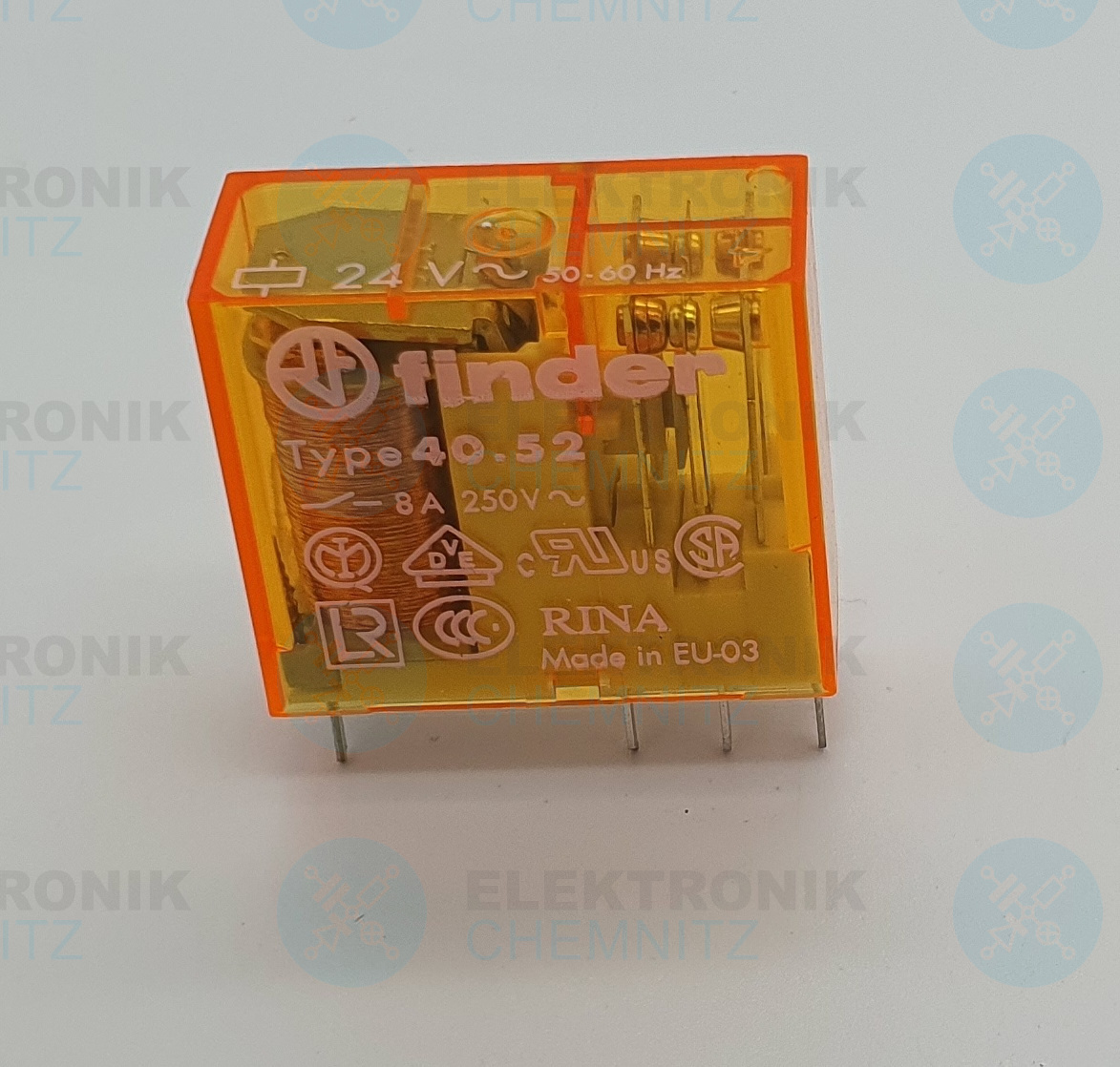 Finder 40.52.8.024.0000 Steck- /Printrelais  24V / AC (50/60 Hz) 2 x Wechsler 8A orange