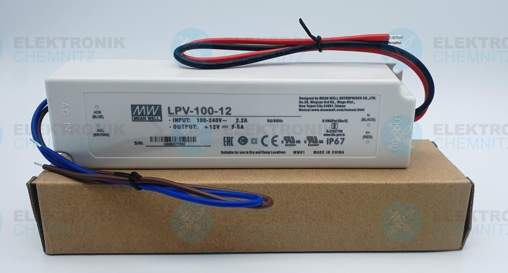 MEAN WELL LPV-100-12 LED-Stromversorgung 12 VDC 100 W 8,5 A offene Kabelenden