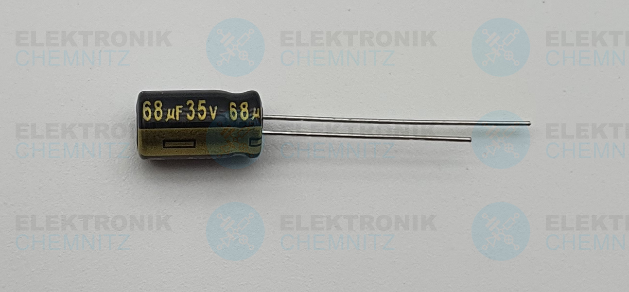 Elektrolytkondensator radial 68µF 35V 105°C RM 2,5mm normale Bauform DM 6,5mm